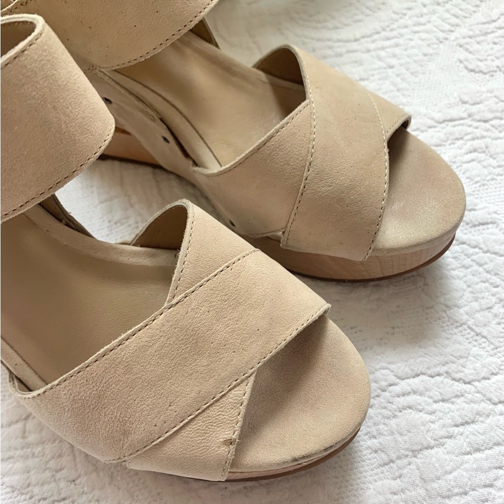 Eileen Fisher Leather Wooden Cut Out Clog Wedge 5 5.5 - Picture 11 of 16